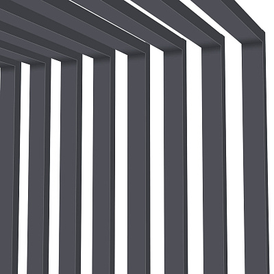 Декоративная рейка металлическая RAL7024/7024 Серый Графит двусторонний на стенах и потолке в сборе