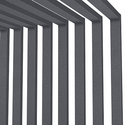 Декоративная рейка металлическая RAL7024 МАТТЕ Серый Графит двусторонний на стенах и потолке в сборе