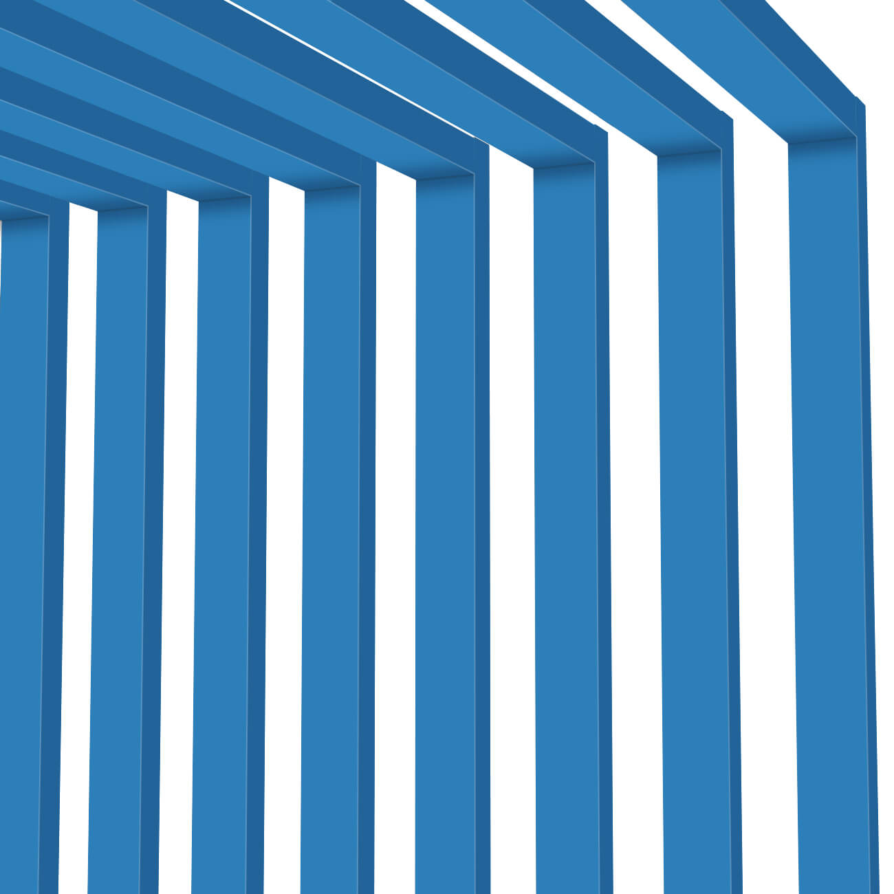 Декоративная рейка металлическая RAL5015 Небесно-Голубой на стенах и потолке в сборе