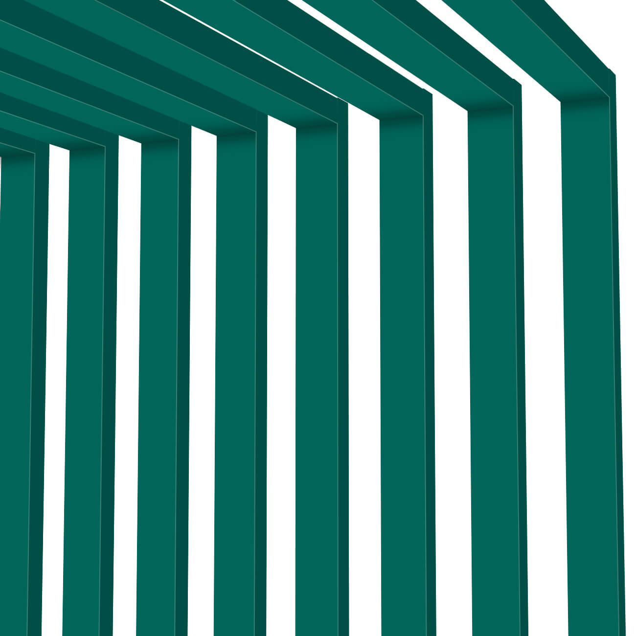 Декоративная рейка металлическая RAL6026 Опал на стенах и потолке в сборе