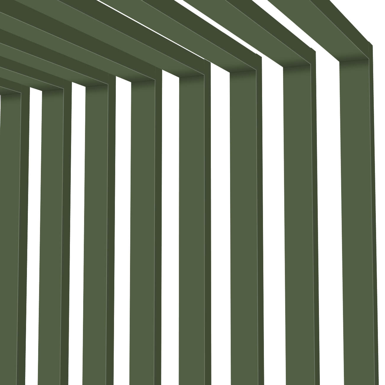 Декоративная рейка металлическая RAL6002 Зеленый Лист на стенах и потолке в сборе