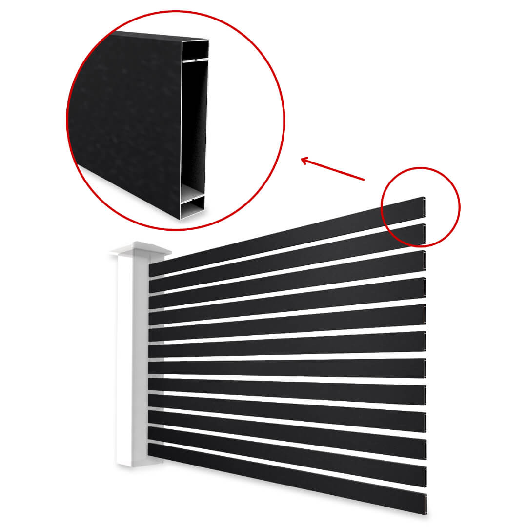 Металлопланкен ОСНОВА для забора ранчо RAL9005 Черный  RoofTop Бархат на секции